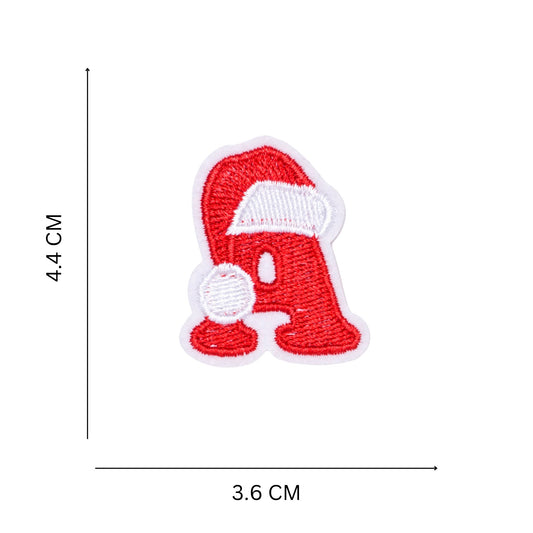 Christmas Iron-On Letter Patches – Red & White Embroidered A–Z Alphabet for DIY Gifts & Decor