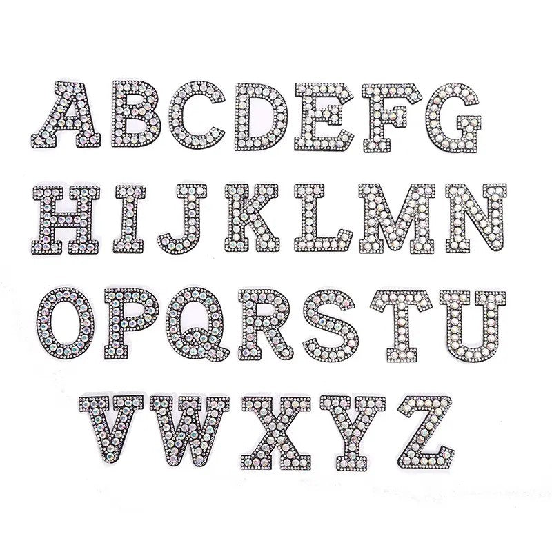 Self-Adhesive 4.5CM Pearl Rhinestone Alphabet Patch – A–Z Fabric Letter Stickers for DIY Bags, Clothes & Decoration