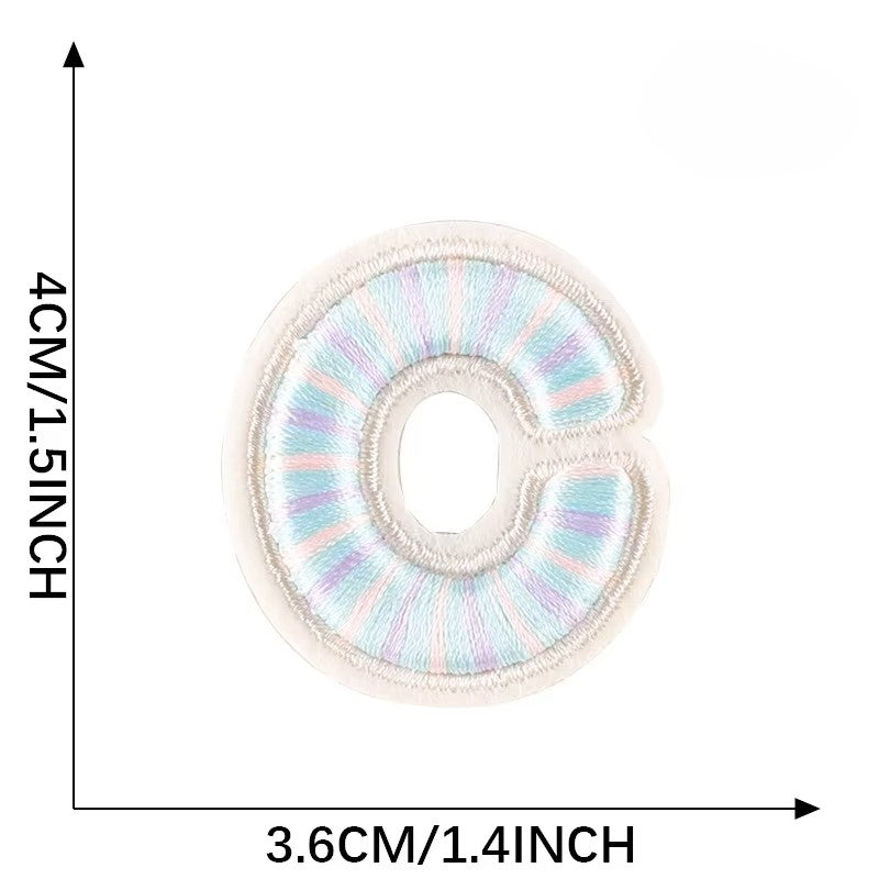 Iron-On Pastel Blue Letter Patch – 4cm 3D Embroidery