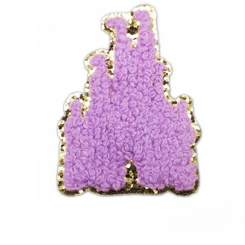 Iron-On/Sew On Patch - Castle Embroidery Chenille, 5.7 cm Height