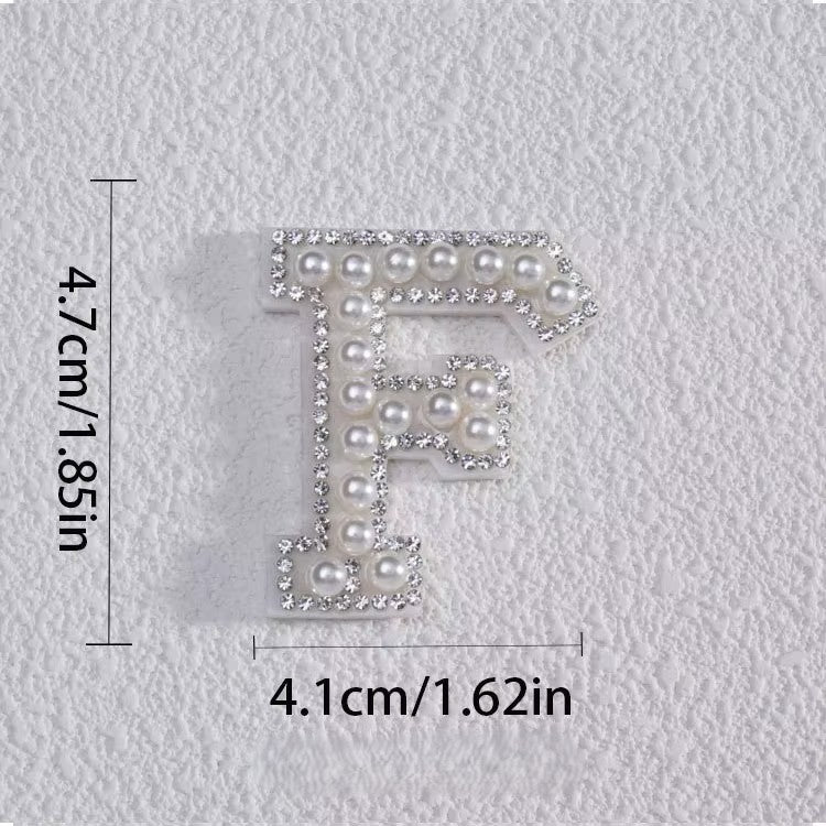 Self-Adhesive 4.5CM Pearl Rhinestone Alphabet Patch – A–Z Fabric Letter Stickers for DIY Bags, Clothes & Decoration