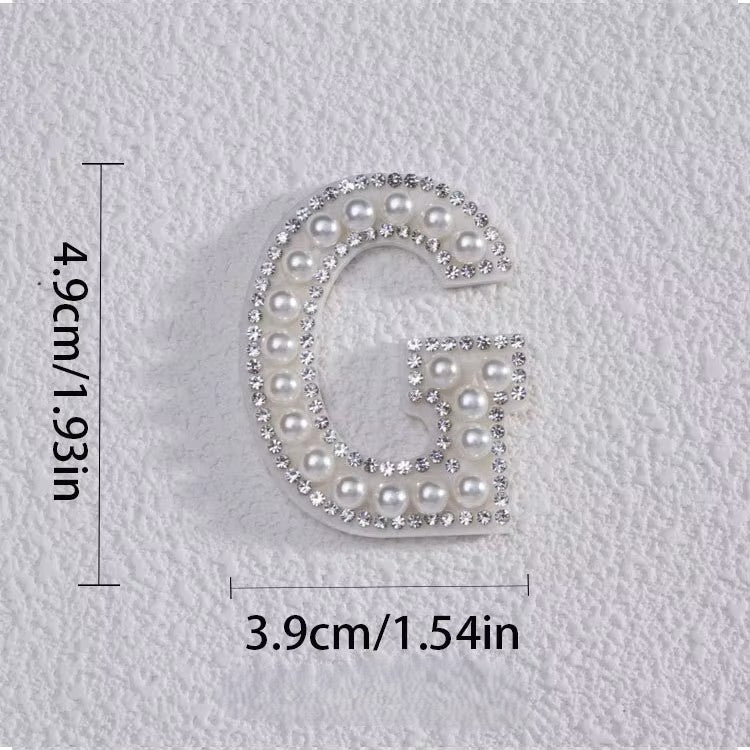 Self-Adhesive 4.5CM Pearl Rhinestone Alphabet Patch – A–Z Fabric Letter Stickers for DIY Bags, Clothes & Decoration
