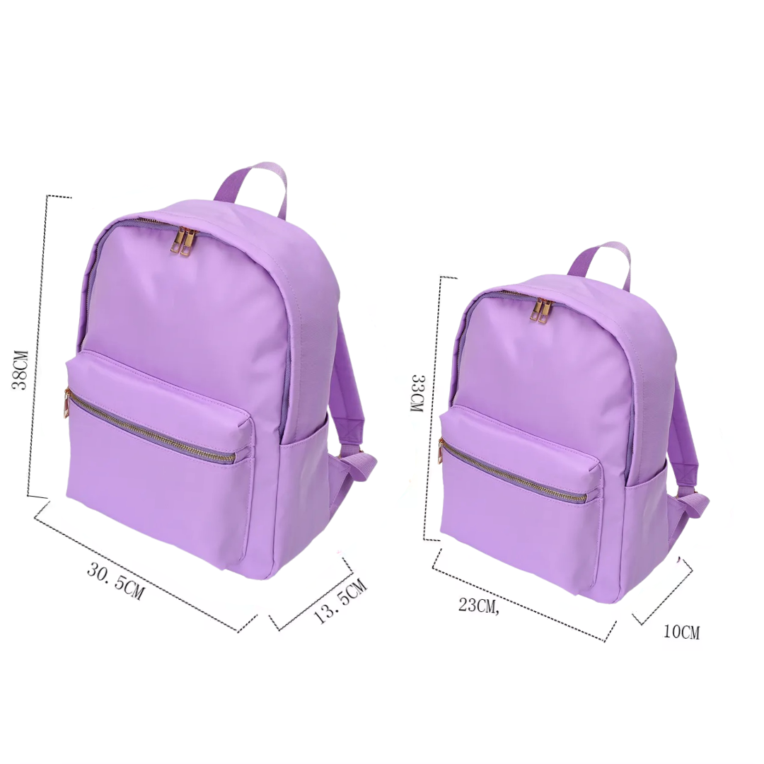 Durable Nylon Backpack for Kids – Perfect for School & Play, Customizable with Patches & Fun Details ''Lavender'' Available in Two Convenient Sizes