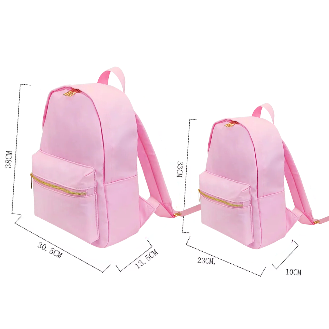 Durable Nylon Backpack for Kids – Perfect for School & Play, Customizable with Patches & Fun Details ''Baby Pink'' Available in Two Convenient Sizes