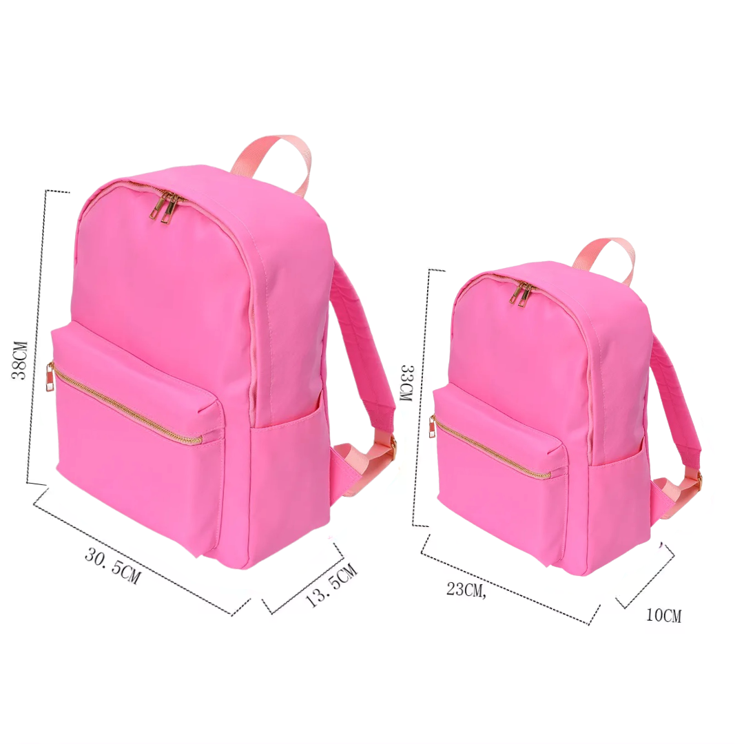 Durable Nylon Backpack for Kids – Perfect for School & Play, Customizable with Patches & Fun Details ''Pink'' Available in Two Convenient Sizes