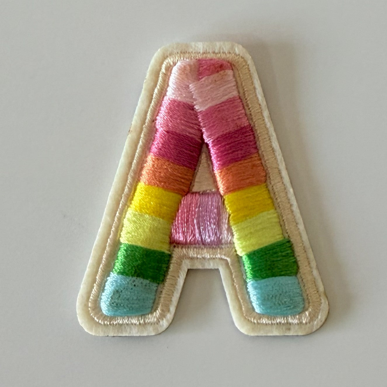 Iron-On/Self-Adhesive Exquisite 3D Stereo Embroidery Colorful Letter Patches, Full Set A-Z, Size 5.5 cm (2.17 inches) approximately