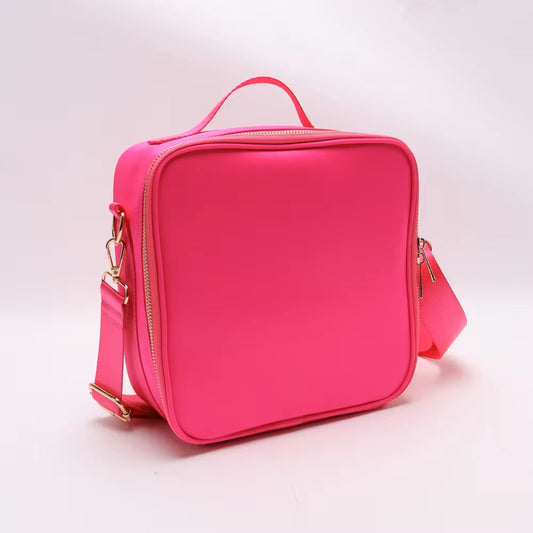 Kids’ Insulated Nylon Lunch Bag – Customizable with Patches & Fun Details ''Hot Pink''