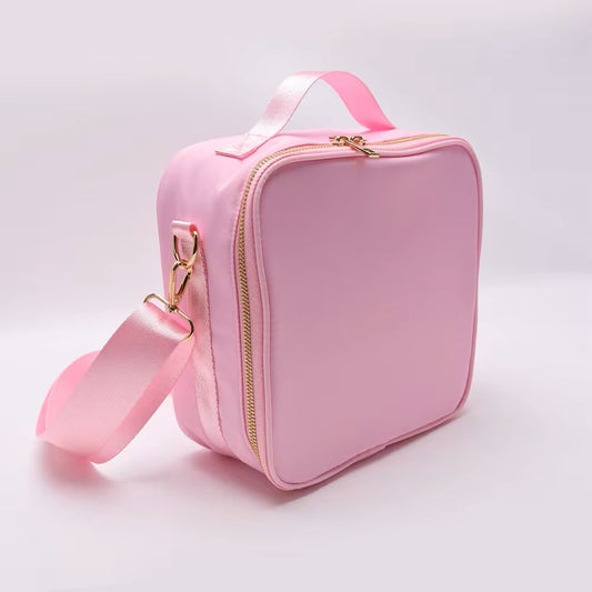 Kids’ Insulated Nylon Lunch Bag – Customizable with Patches & Fun Details ''Baby Pink''