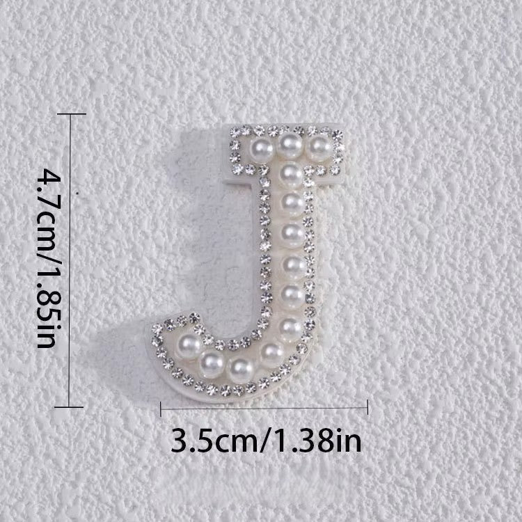 Self-Adhesive 4.5CM Pearl Rhinestone Alphabet Patch – A–Z Fabric Letter Stickers for DIY Bags, Clothes & Decoration