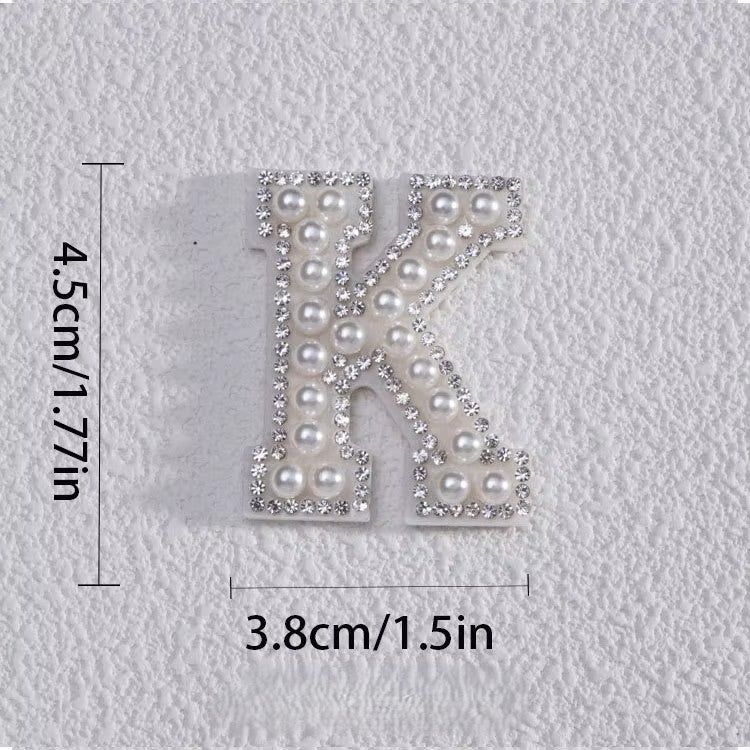 Self-Adhesive 4.5CM Pearl Rhinestone Alphabet Patch – A–Z Fabric Letter Stickers for DIY Bags, Clothes & Decoration