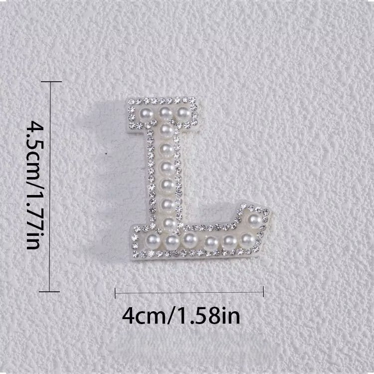 Self-Adhesive 4.5CM Pearl Rhinestone Alphabet Patch – A–Z Fabric Letter Stickers for DIY Bags, Clothes & Decoration