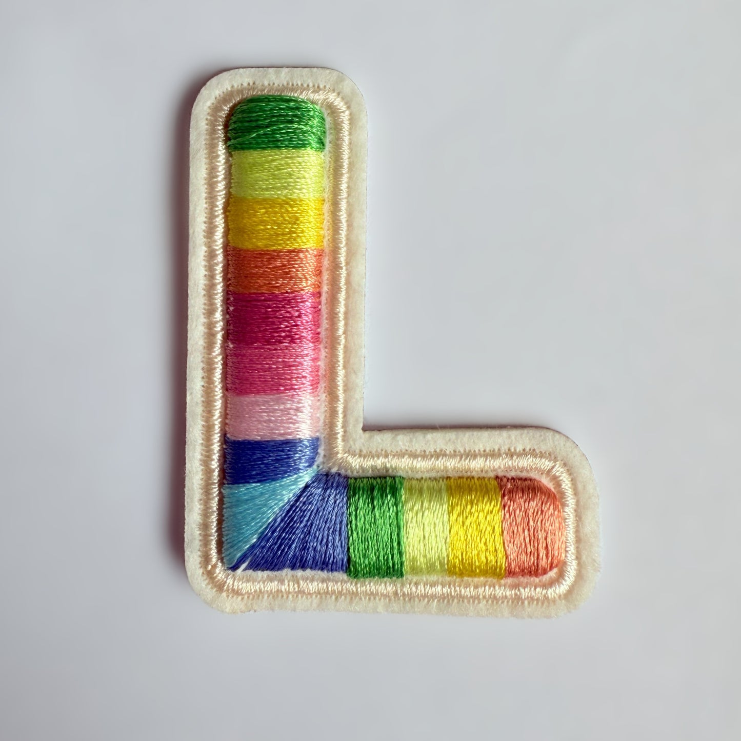 Iron-On/Self-Adhesive Exquisite 3D Stereo Embroidery Colorful Letter Patches, Full Set A-Z, Size 5.5 cm (2.17 inches) approximately