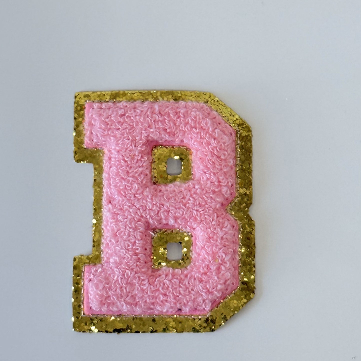Iron On/Sew On 8cm Glitter Gold Edge Colorful Embroidered Letter "B"