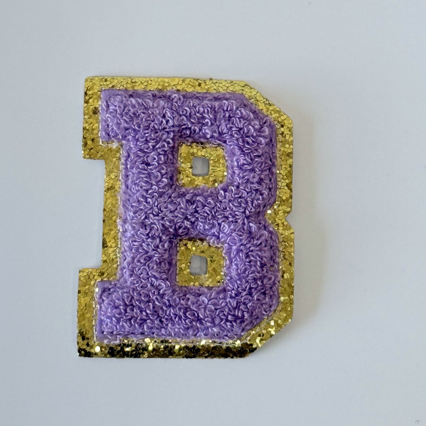 Iron On/Sew On 8cm Glitter Gold Edge Colorful Embroidered Letter "B"