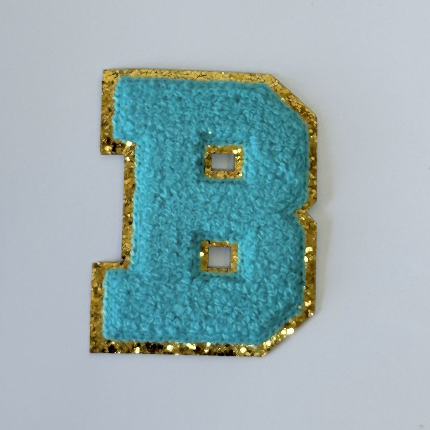 Iron On/Sew On 8cm Glitter Gold Edge Colorful Embroidered Letter "B"