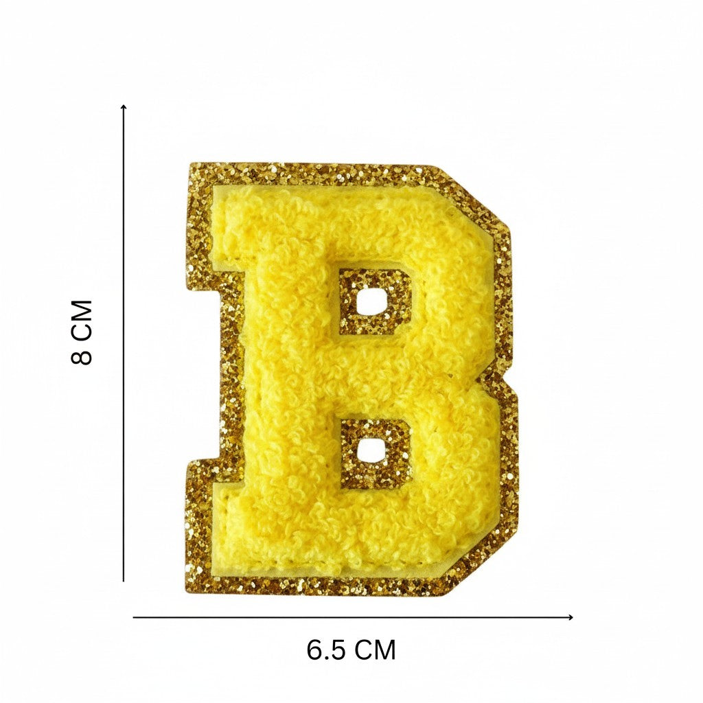 Iron On/Sew On Patch - Glitter Gold Edge Colorful Embroidered Letter "B"