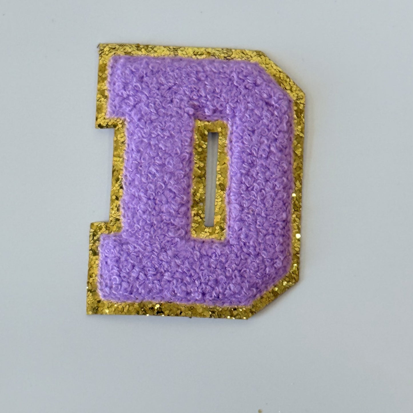 Iron On/Sew On 8cm Glitter Gold Edge Colorful Embroidered Letter "D"