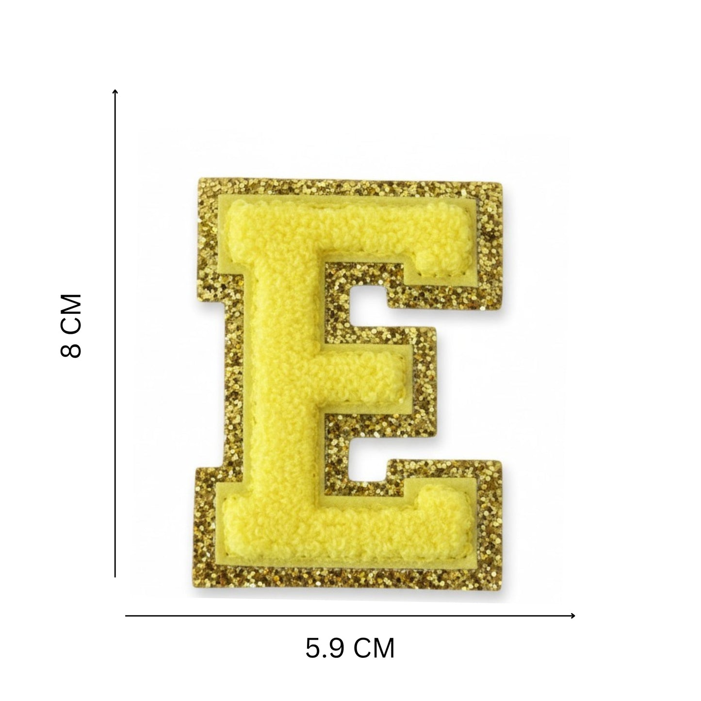 Iron On/Sew On Patch - Glitter Gold Edge Colorful Embroidered Letter "E"