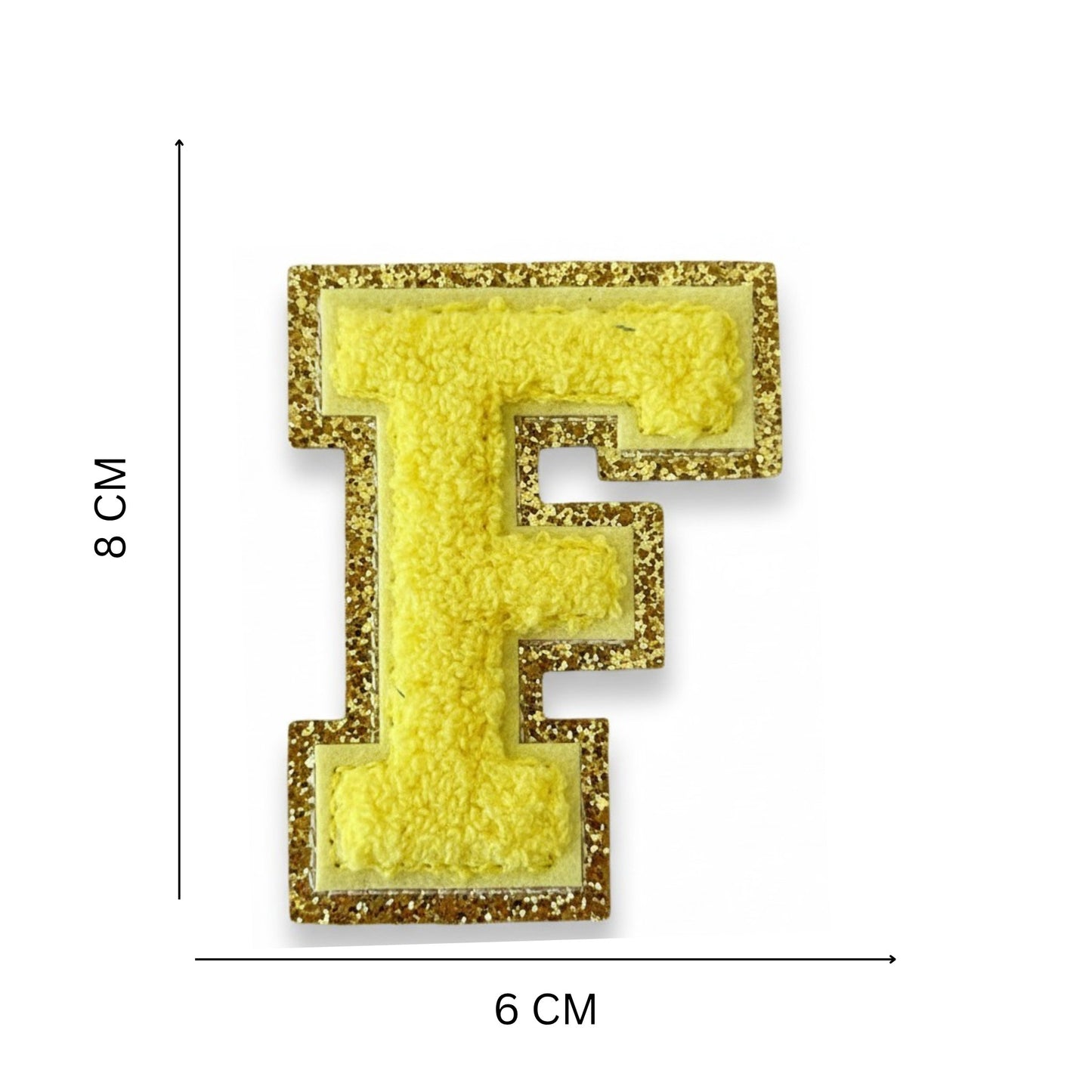 Iron On/Sew On Patch - Glitter Gold Edge Colorful Embroidered Letter "F"