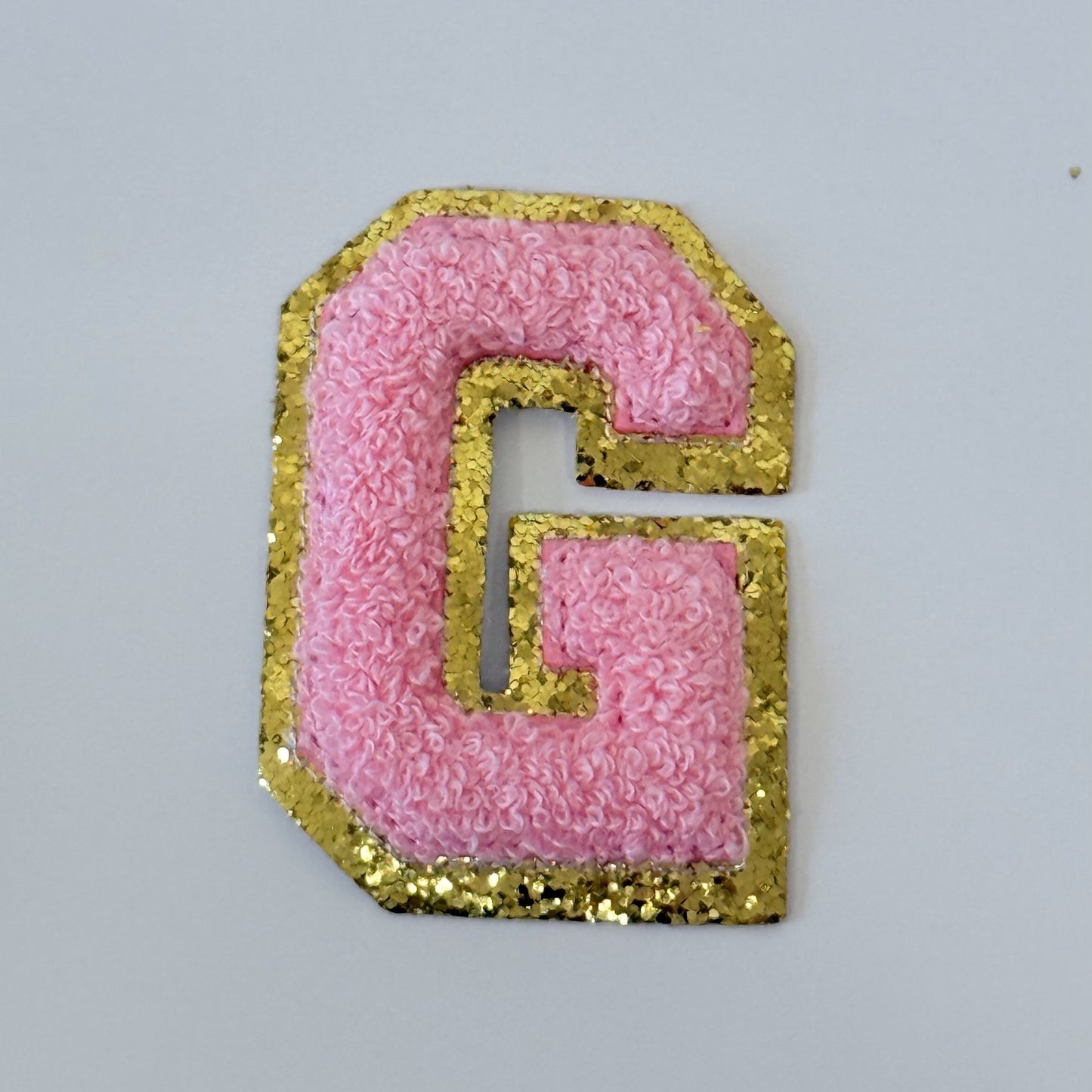Iron On/Sew On 8cm Glitter Gold Edge Colorful Embroidered Letter "G"