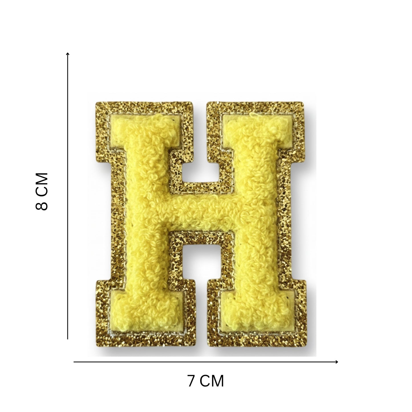 Iron On/Sew On Patch - Glitter Gold Edge Colorful Embroidered Letter "H"