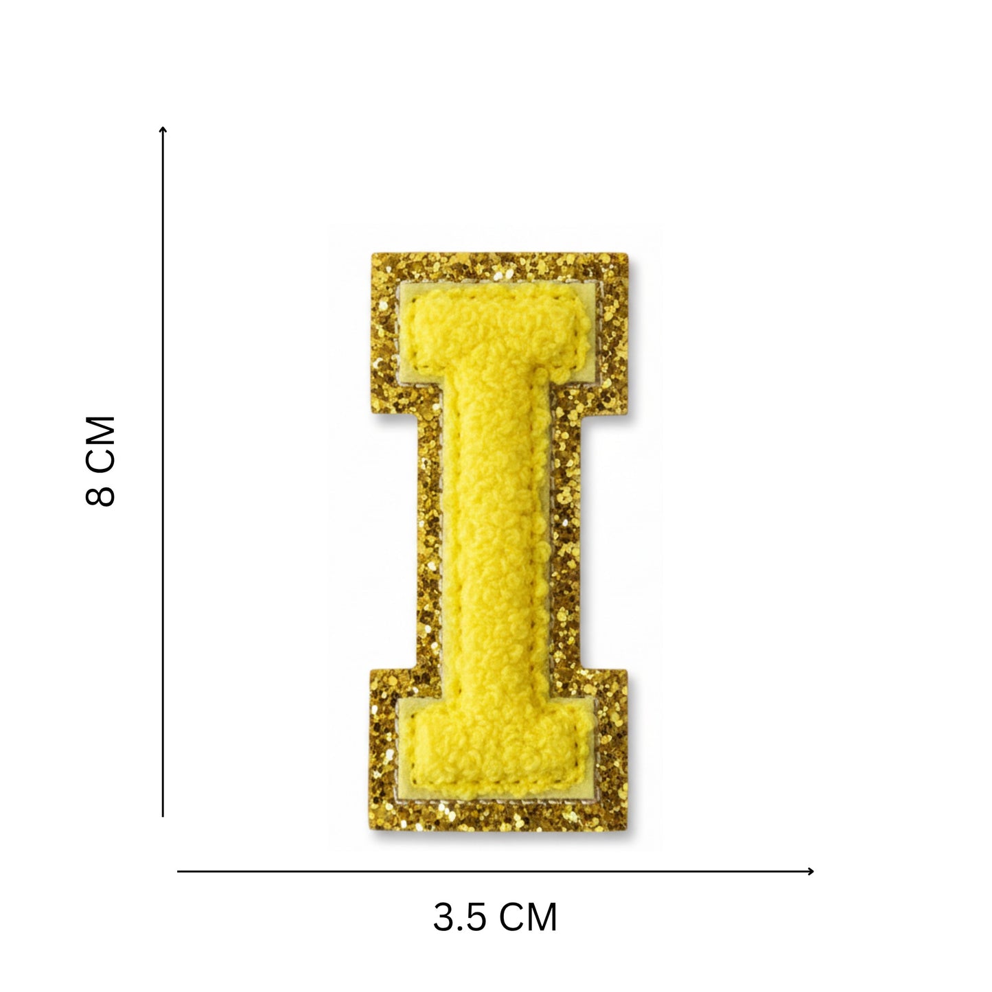 Iron On/Sew On Patch - Glitter Gold Edge Colorful Embroidered Letter "I"