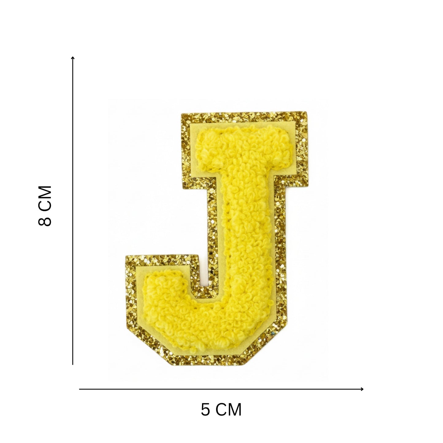 Iron On/Sew On Patch - Glitter Gold Edge Colorful Embroidered Letter "J"