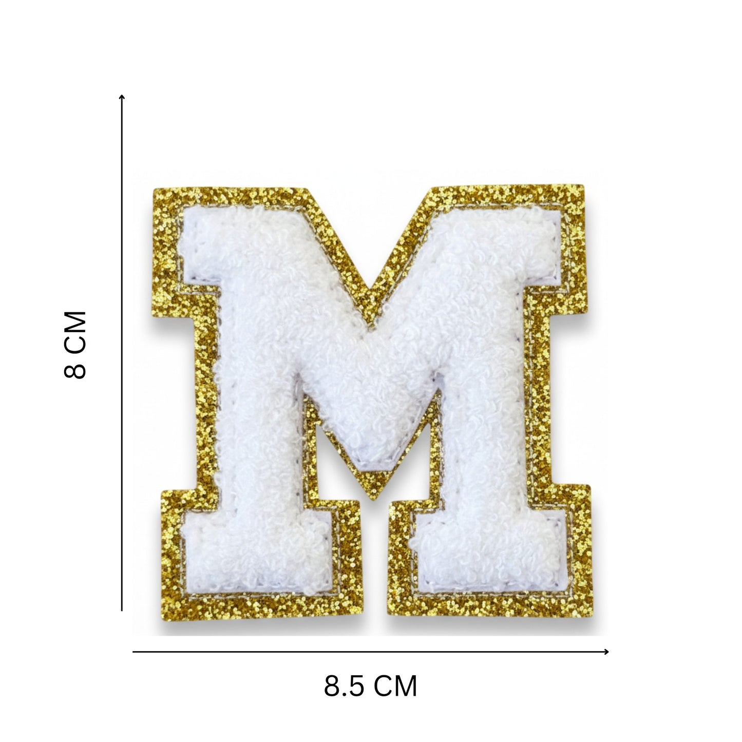 Iron On/Sew On Patch - Glitter Gold Edge Colorful Embroidered Letter "M''