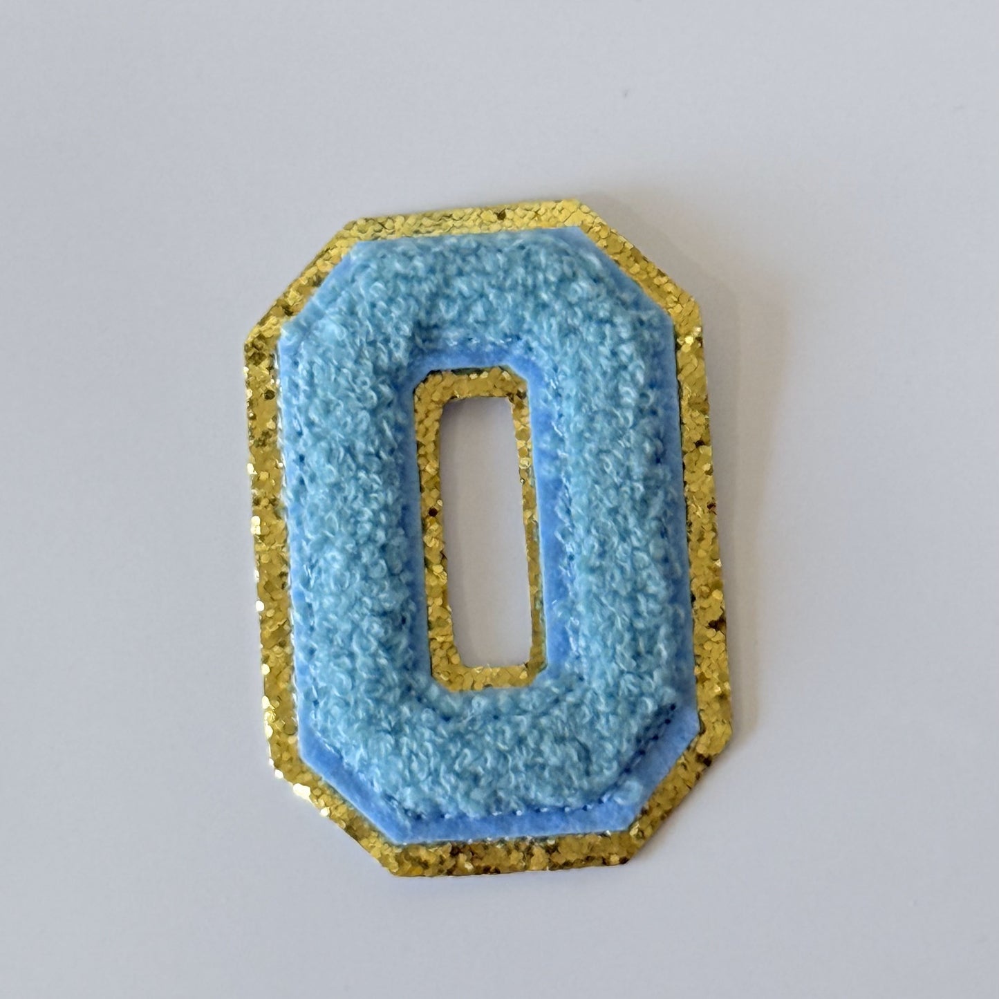 Iron On/Sew On 8cm Glitter Gold Edge Colorful Embroidered Letter "O''