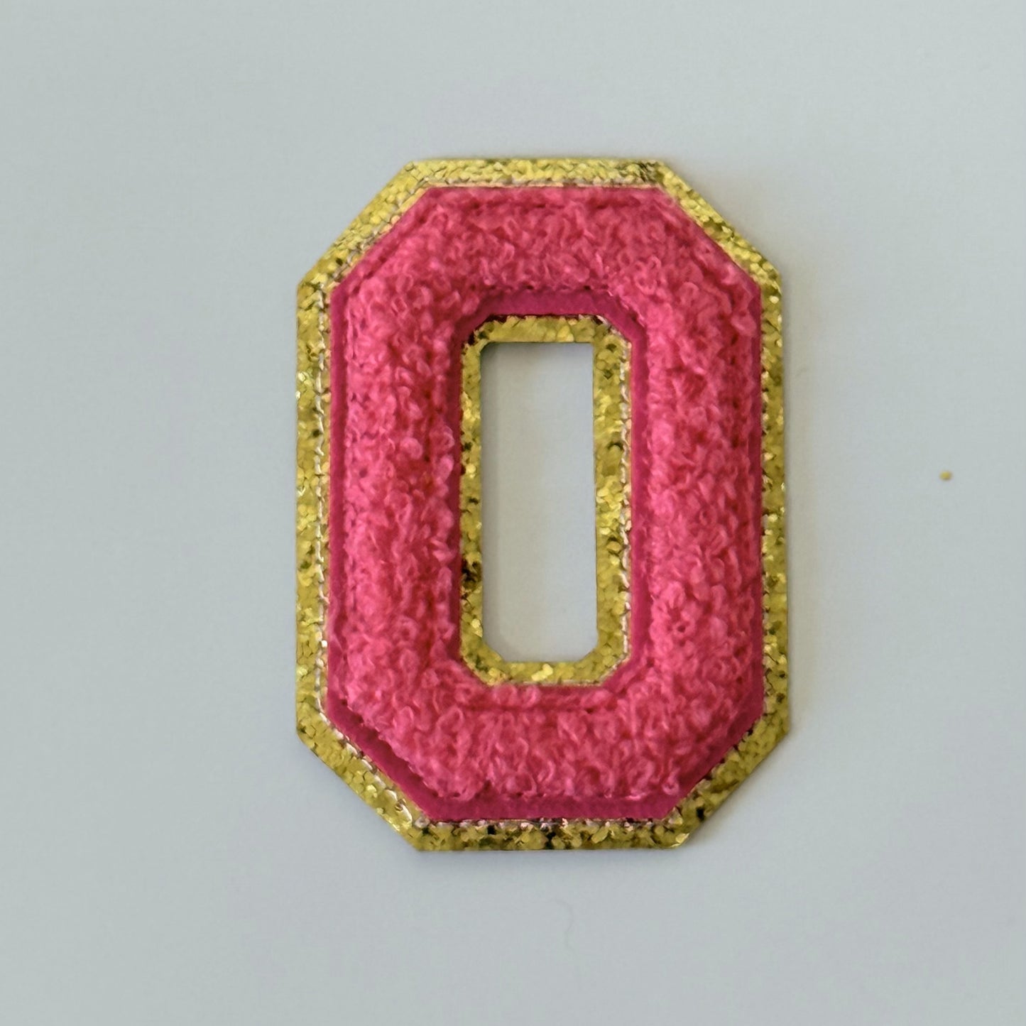 Iron On/Sew On 8cm Glitter Gold Edge Colorful Embroidered Letter "O''