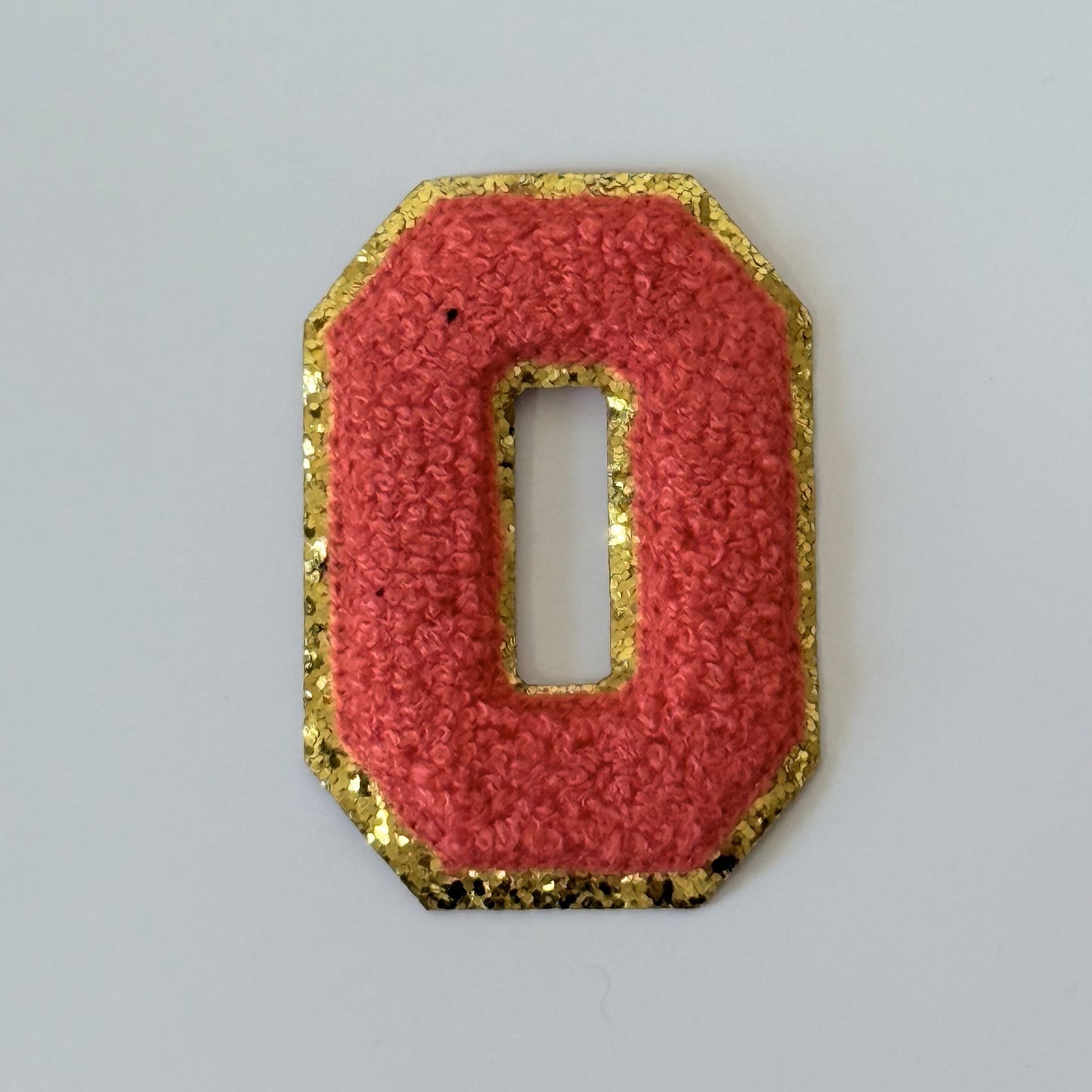 Iron On/Sew On 8cm Glitter Gold Edge Colorful Embroidered Letter "O''