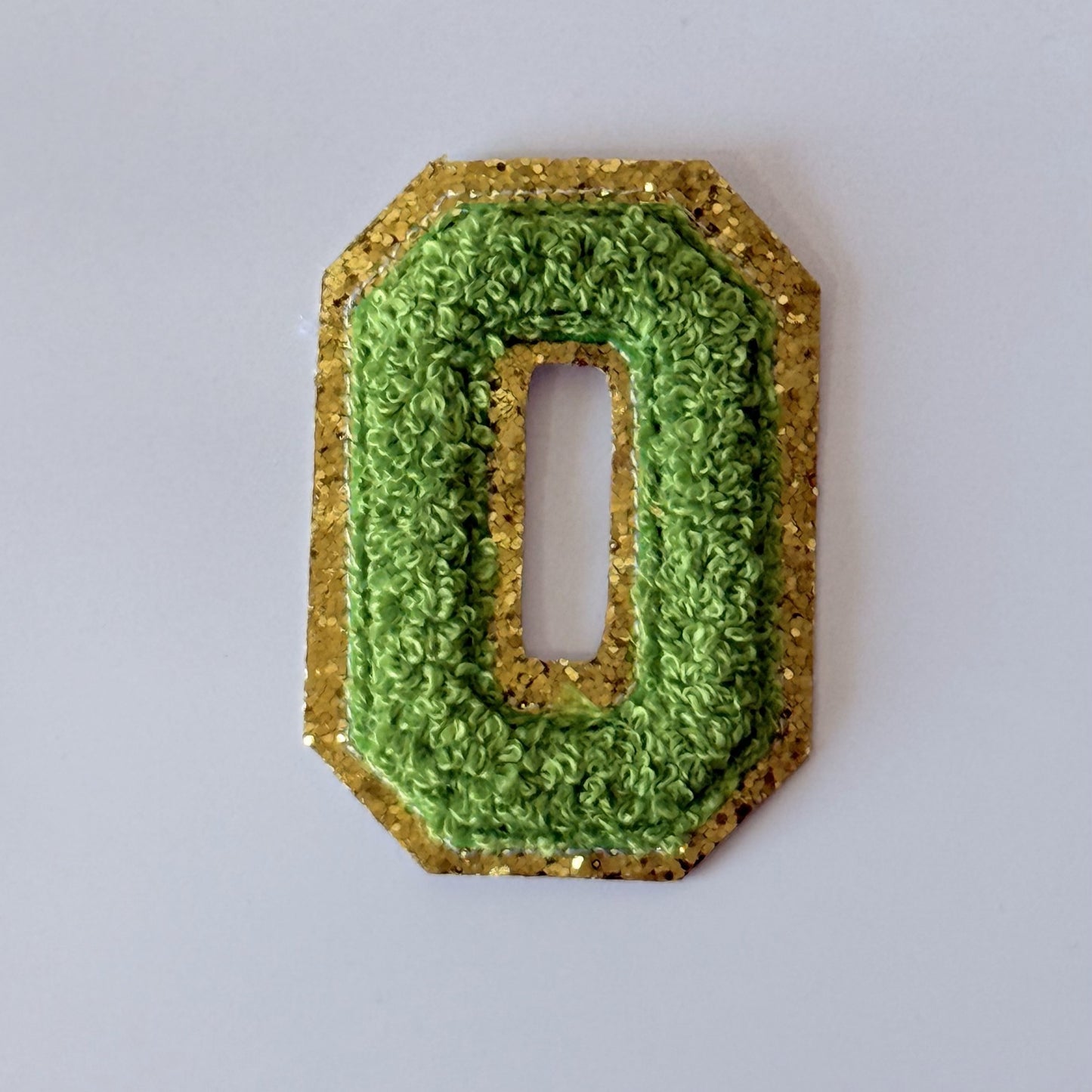 Iron On/Sew On 8cm Glitter Gold Edge Colorful Embroidered Letter "O''