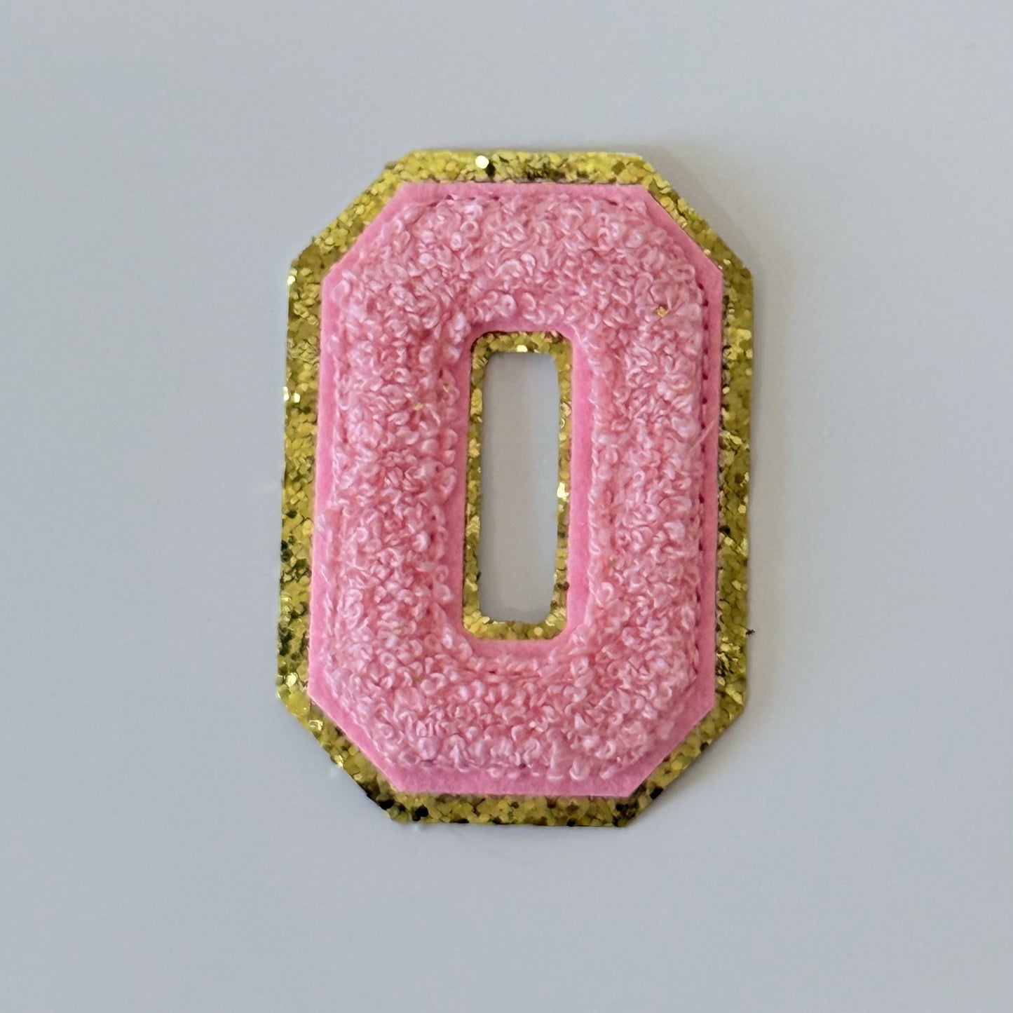 Iron On/Sew On 8cm Glitter Gold Edge Colorful Embroidered Letter "O''