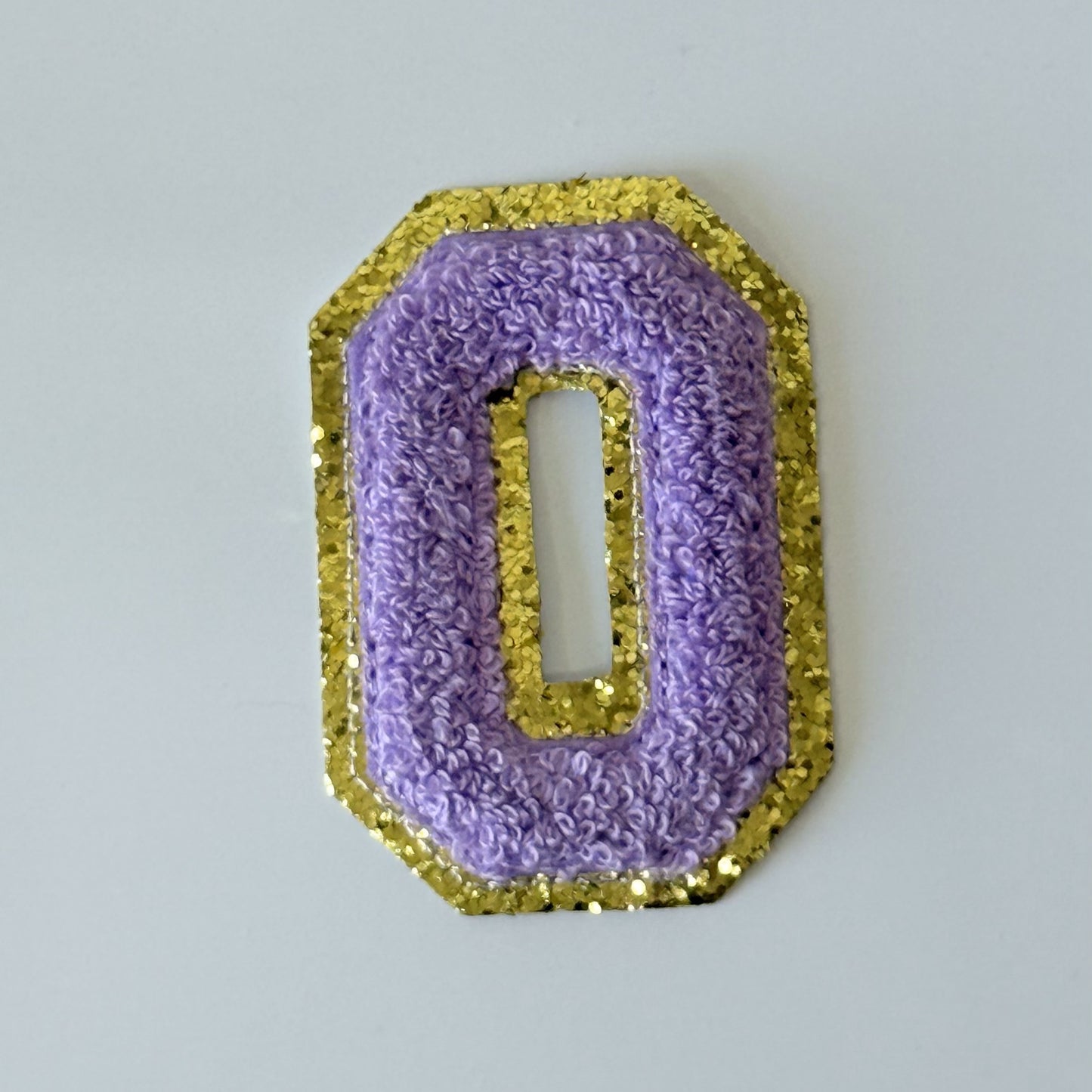 Iron On/Sew On 8cm Glitter Gold Edge Colorful Embroidered Letter "O''
