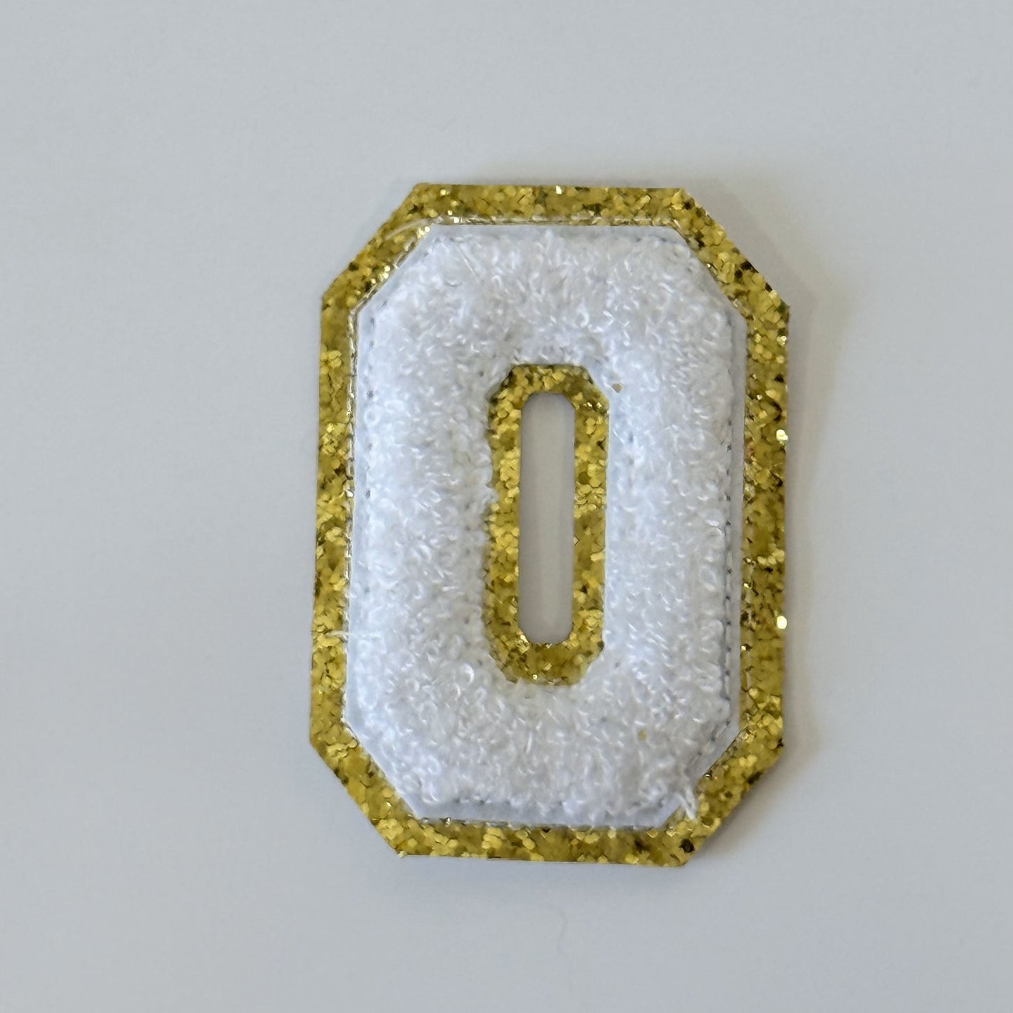 Iron On/Sew On 8cm Glitter Gold Edge Colorful Embroidered Letter "O''