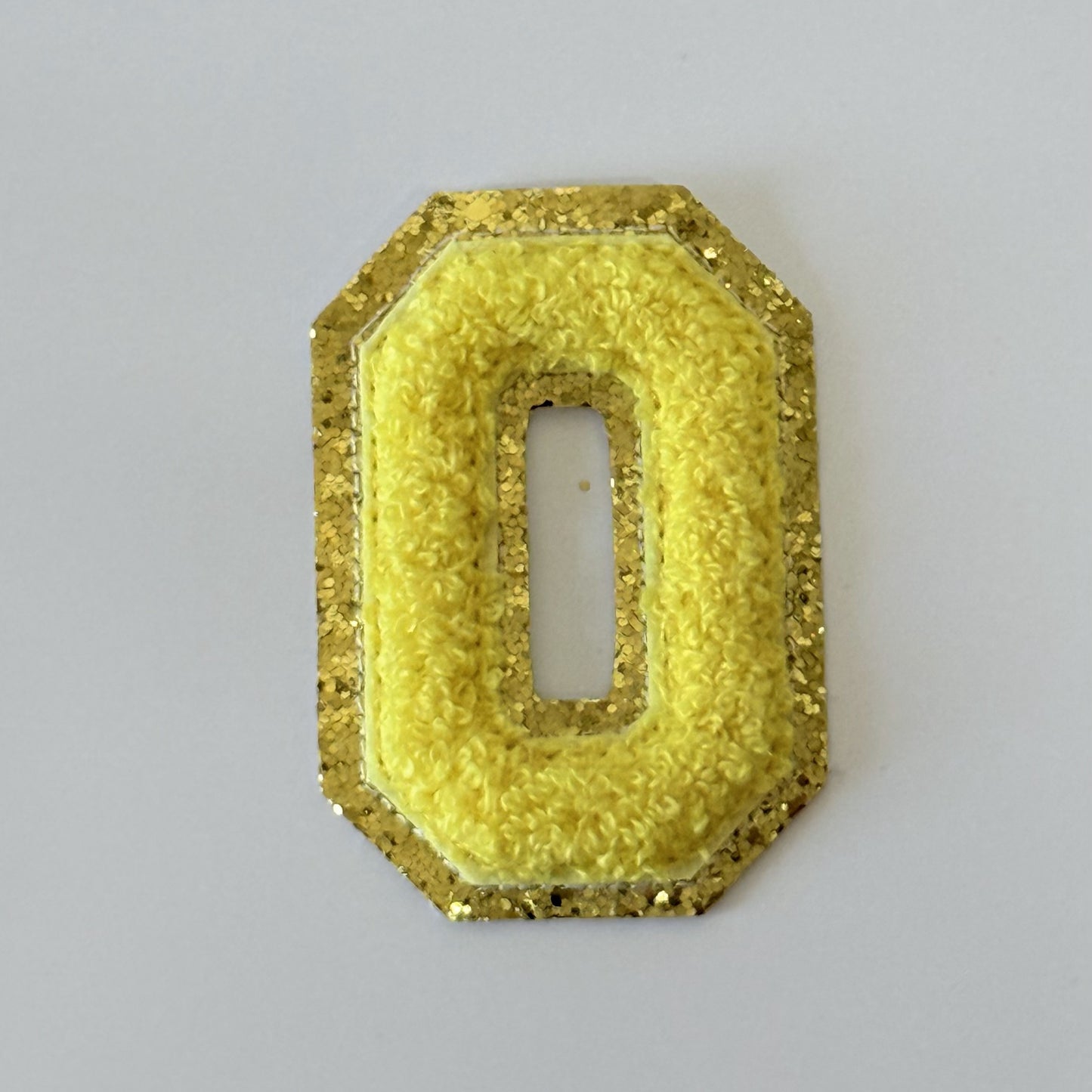 Iron On/Sew On 8cm Glitter Gold Edge Colorful Embroidered Letter "O''