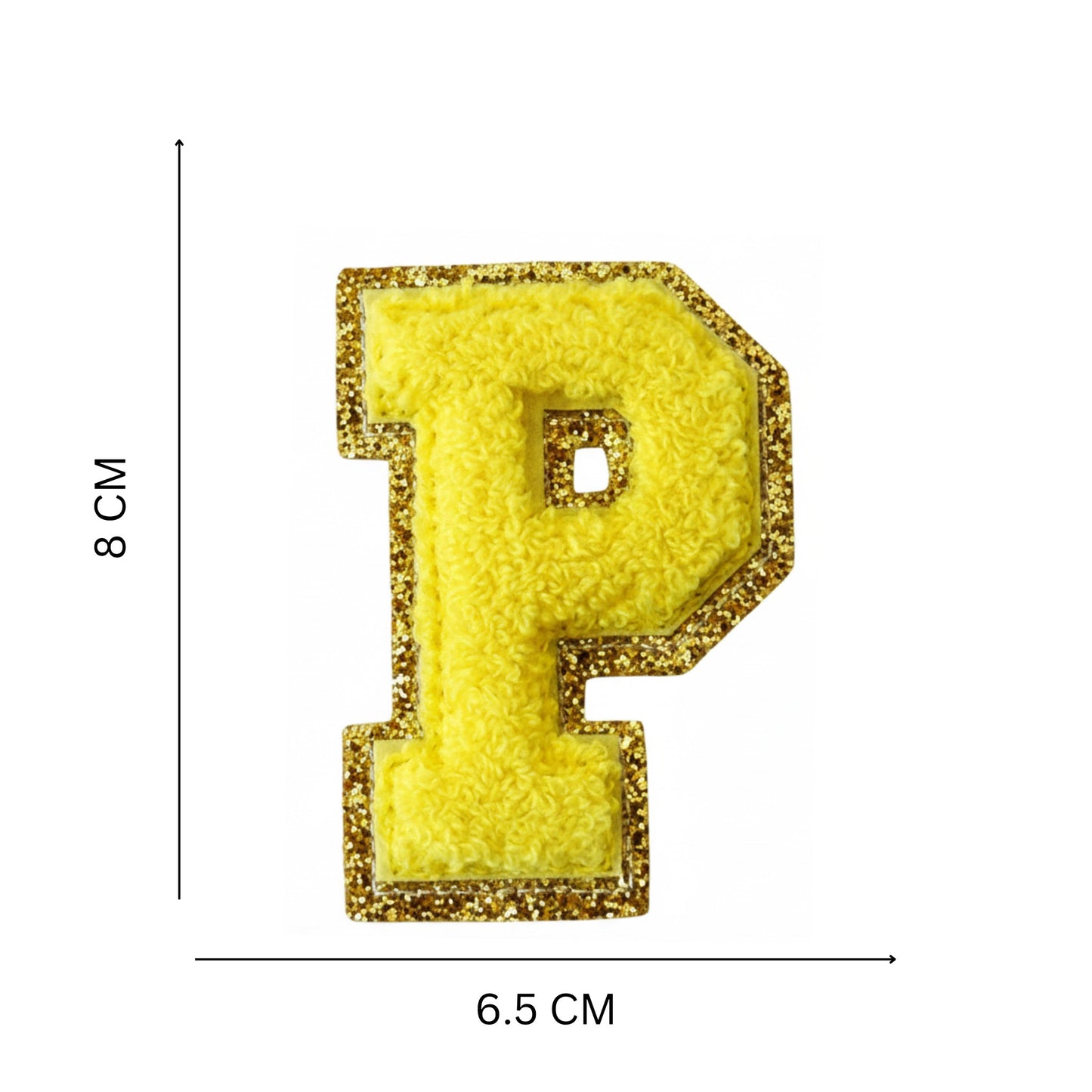 Iron On/Sew On Patch - Glitter Gold Edge Colorful Embroidered Letter "P''