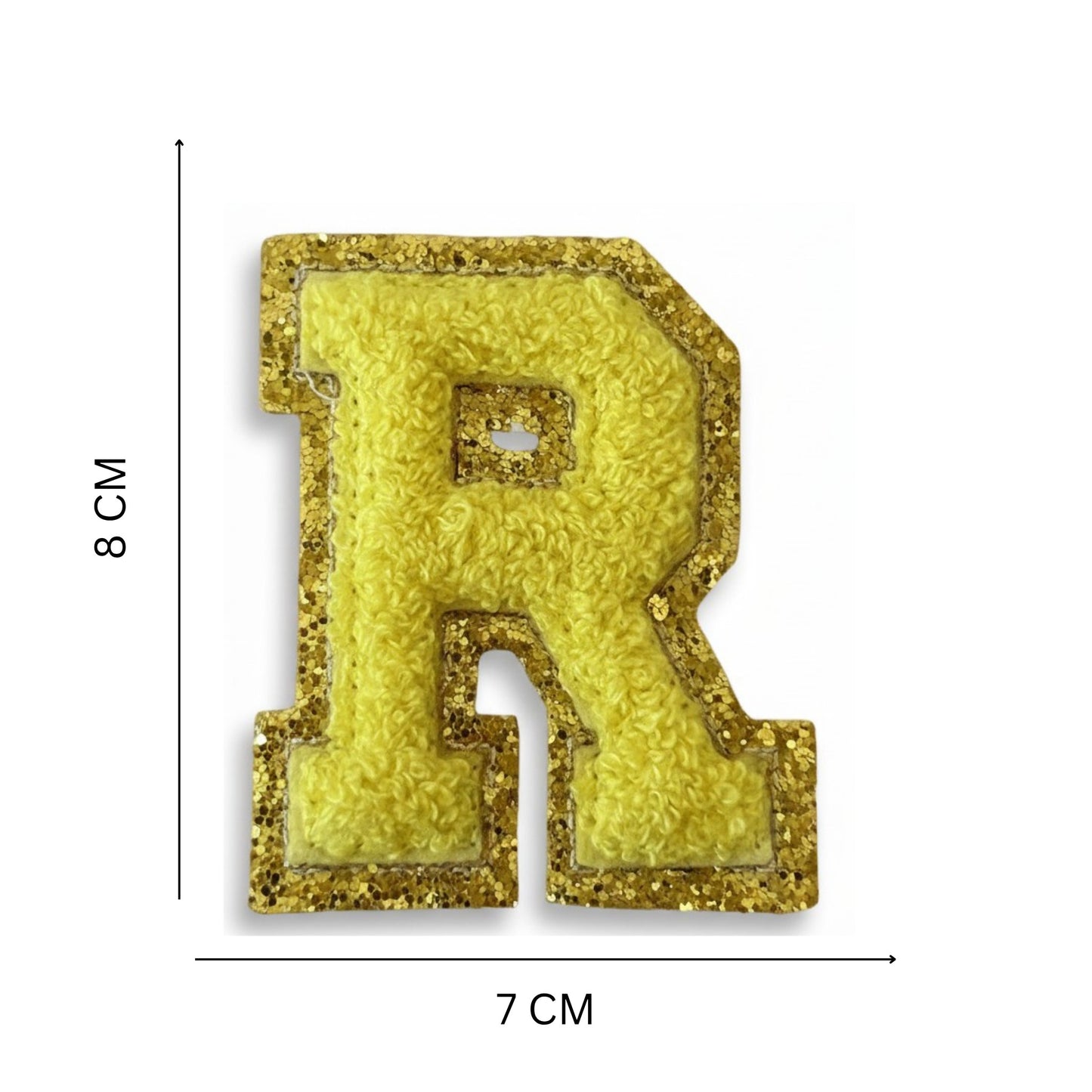 Iron On/Sew On Patch - Glitter Gold Edge Colorful Embroidered Letter "R''