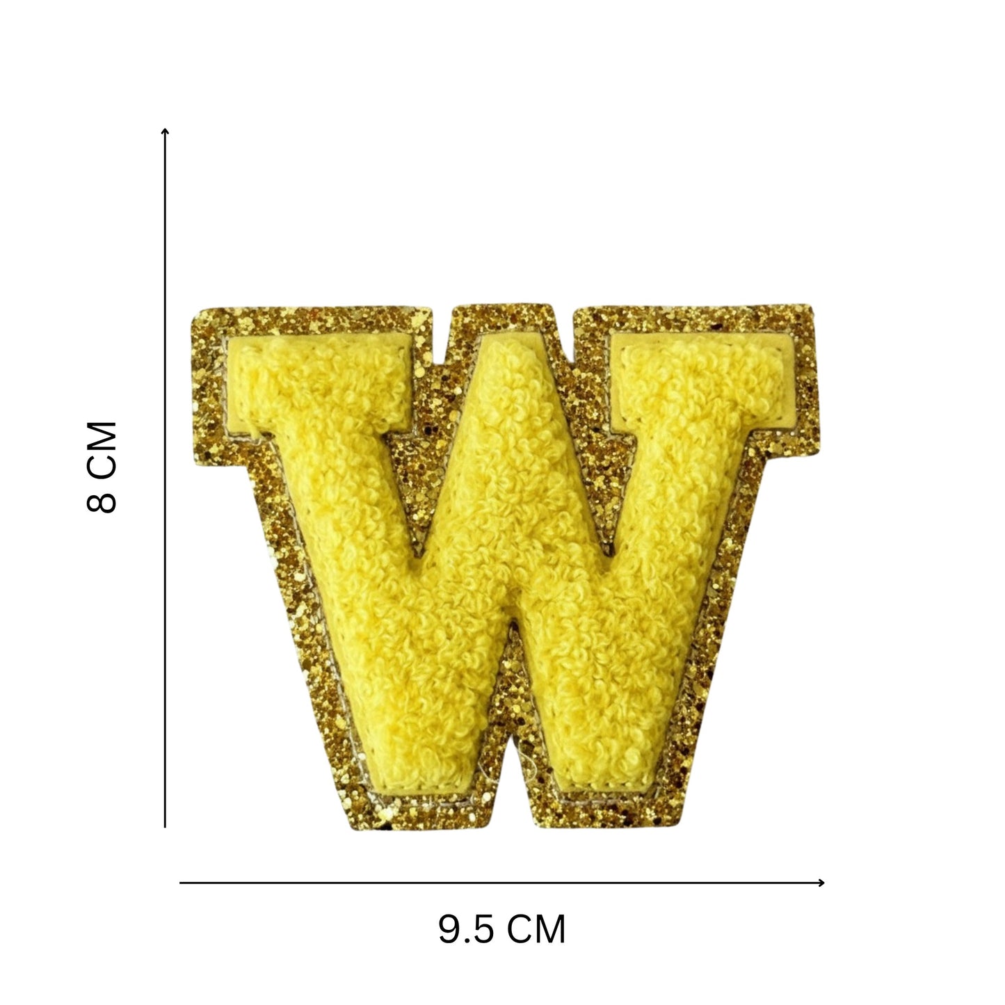 Iron On/Sew On Patch - Glitter Gold Edge Colorful Embroidered Letter "W''