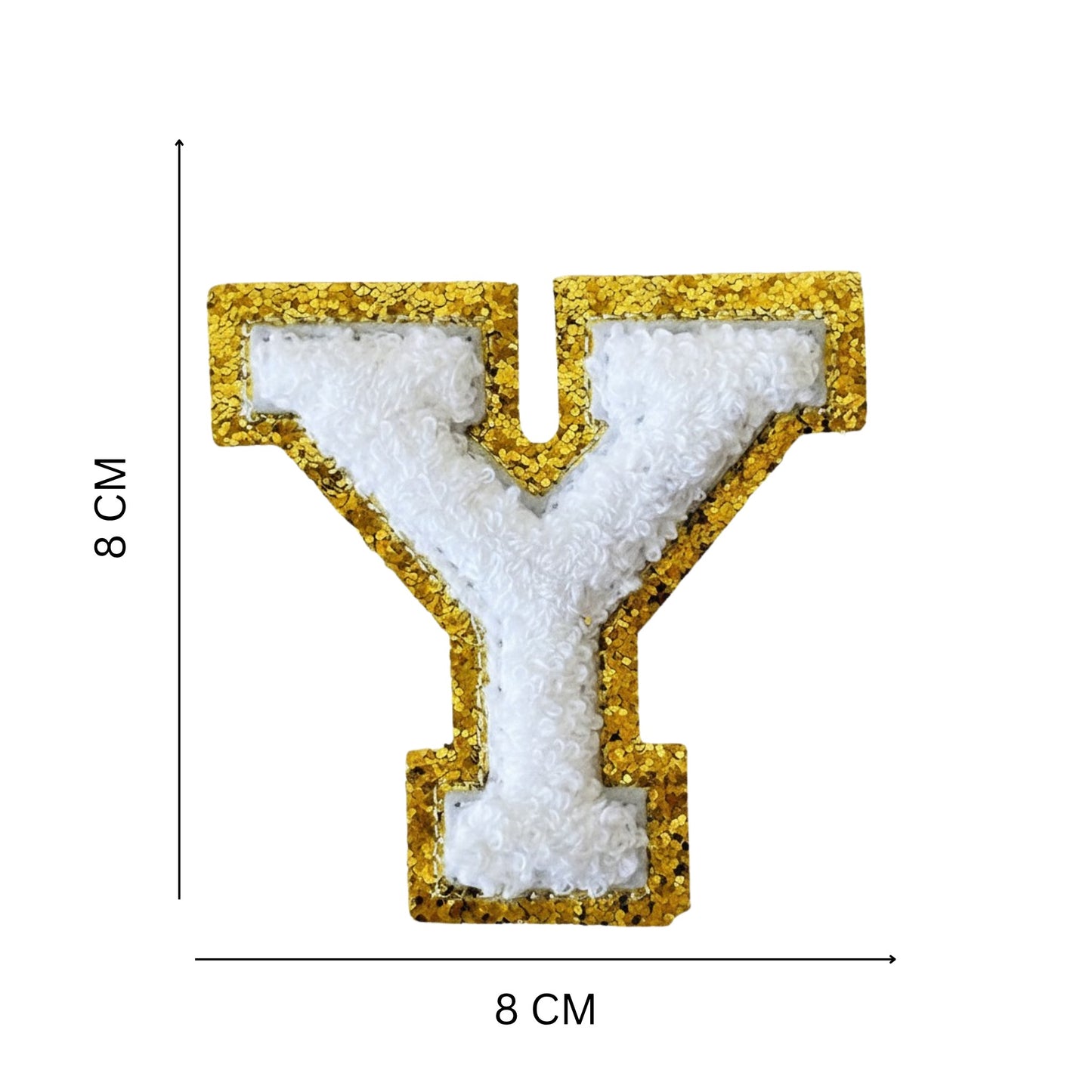 Iron On/Sew On Patch - Glitter Gold Edge Colorful Embroidered Letter "Y''