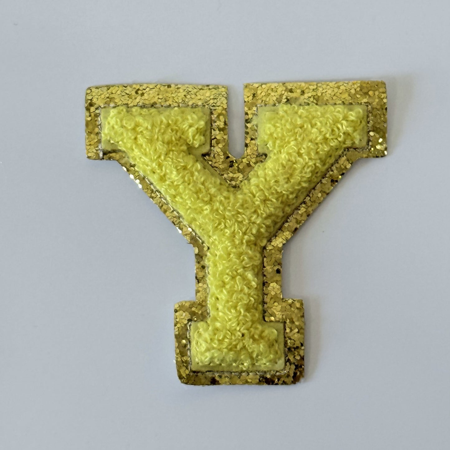 Iron On/Sew On 8cm Glitter Gold Edge Colorful Embroidered Letter "Y''