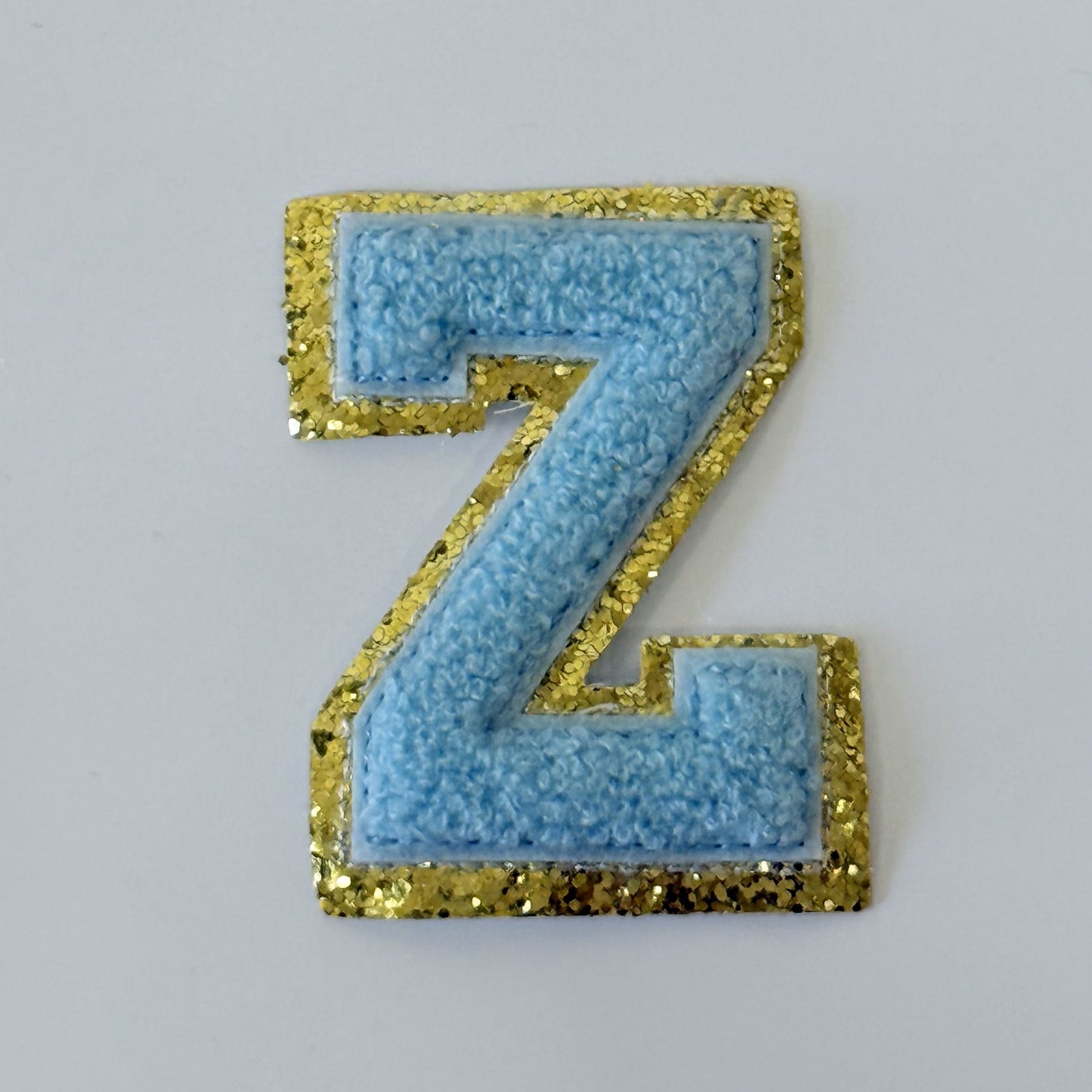Iron On/Sew On 8cm Glitter Gold Edge Colorful Embroidered Letter "Z''