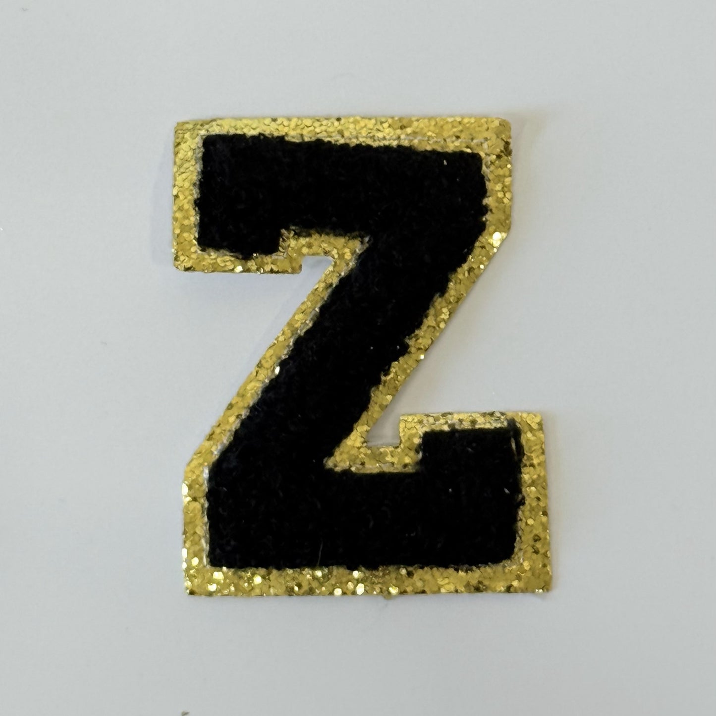 Iron On/Sew On 8cm Glitter Gold Edge Colorful Embroidered Letter "Z''