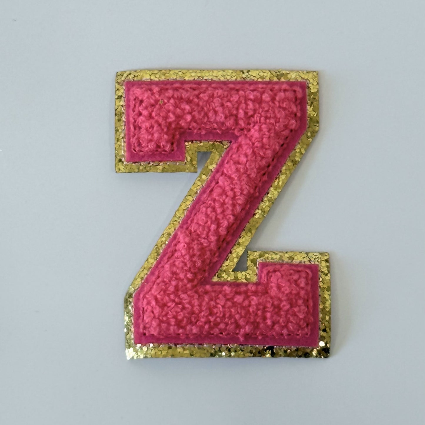 Iron On/Sew On 8cm Glitter Gold Edge Colorful Embroidered Letter "Z''