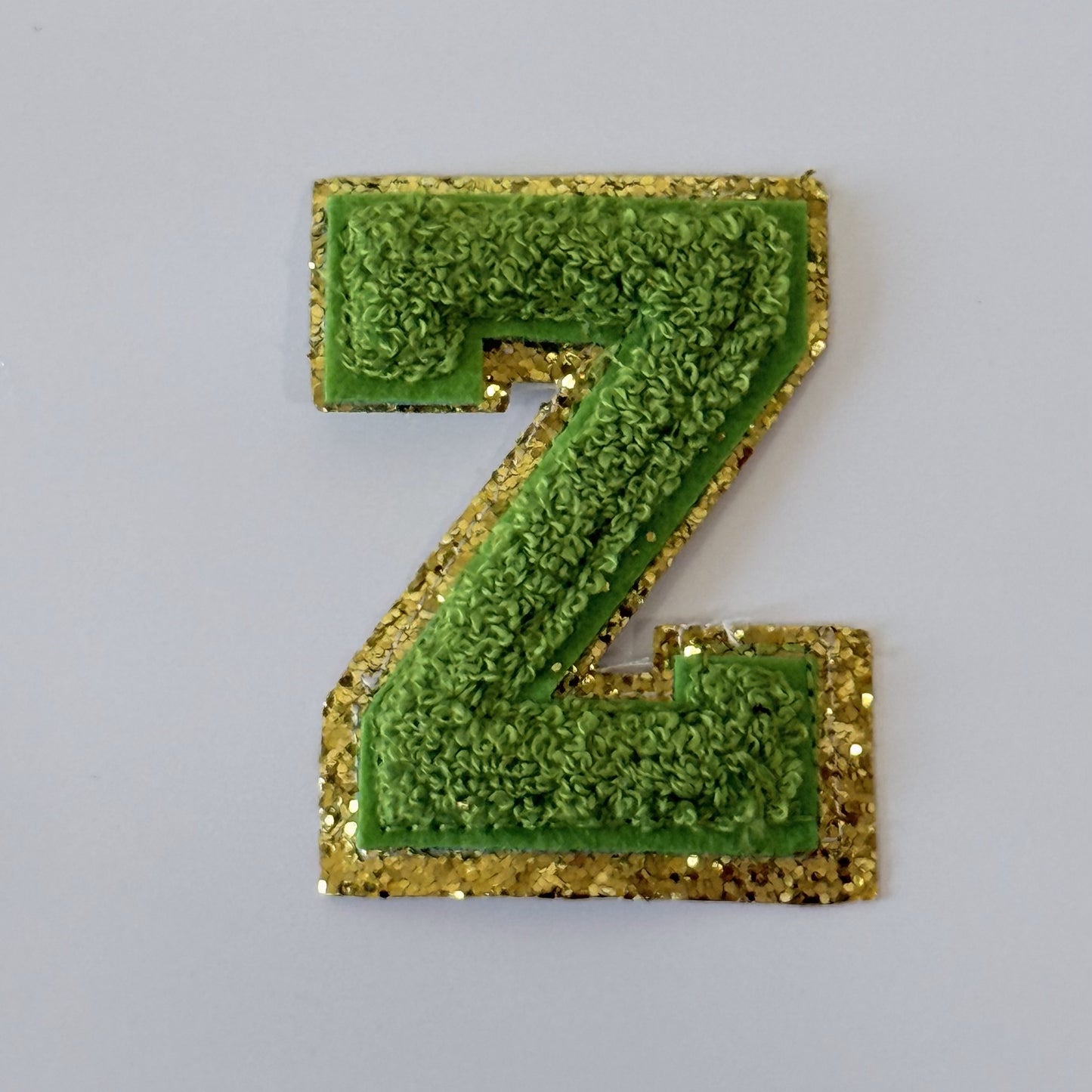 Iron On/Sew On 8cm Glitter Gold Edge Colorful Embroidered Letter "Z''