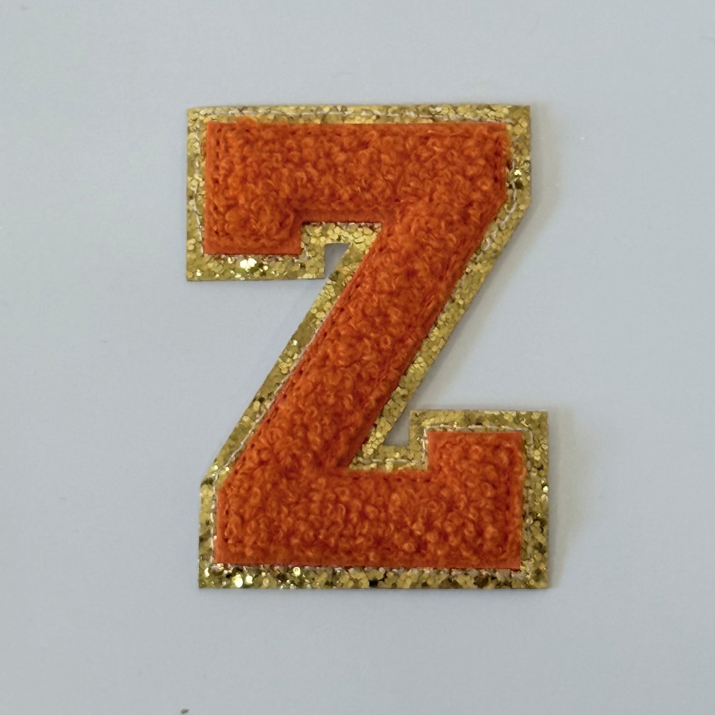 Iron On/Sew On 8cm Glitter Gold Edge Colorful Embroidered Letter "Z''