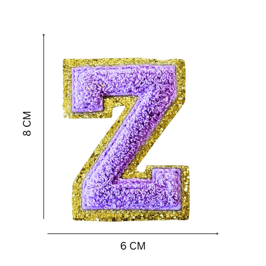 Iron On/Sew On 8cm Glitter Gold Edge Colorful Embroidered Letter "Z''