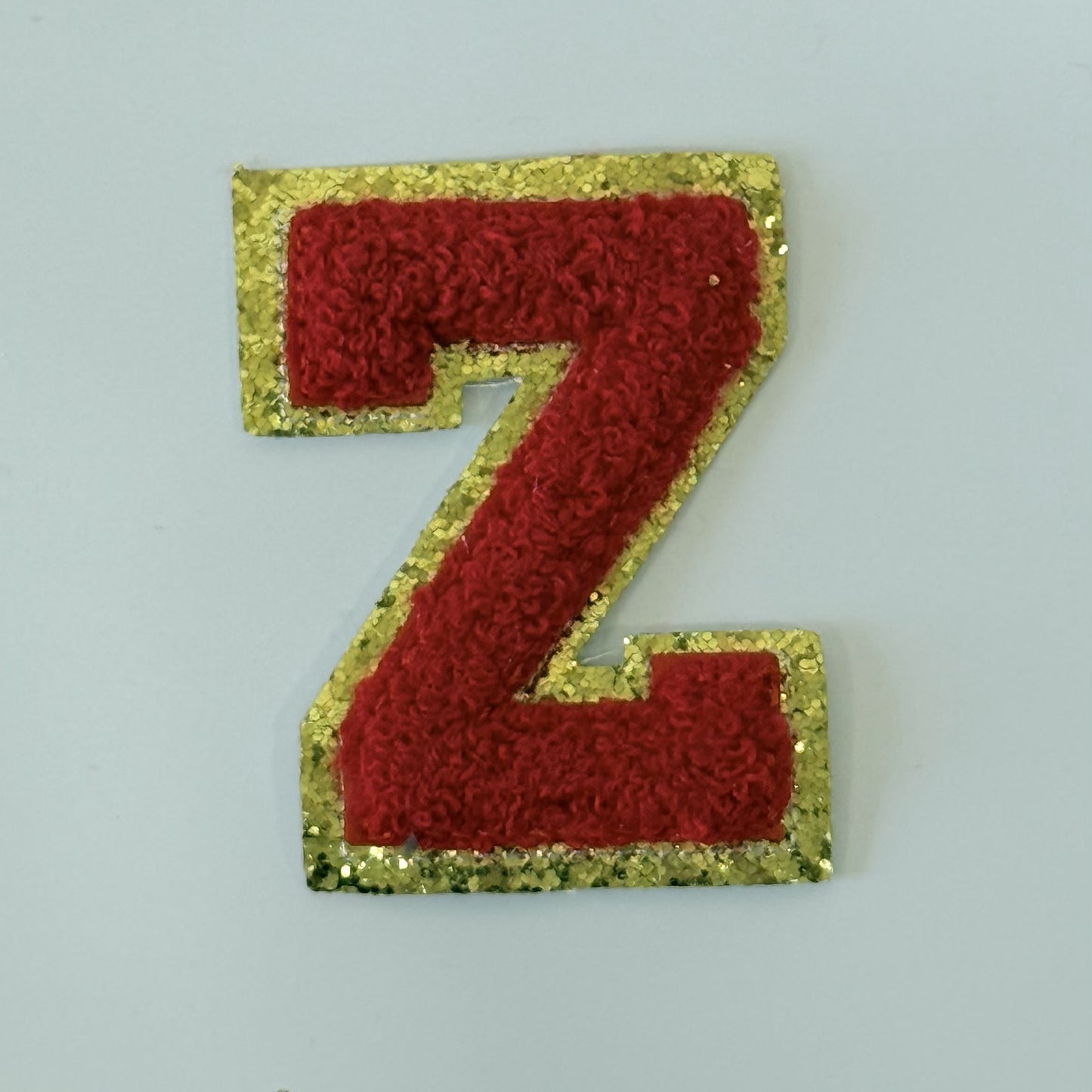 Iron On/Sew On 8cm Glitter Gold Edge Colorful Embroidered Letter "Z''