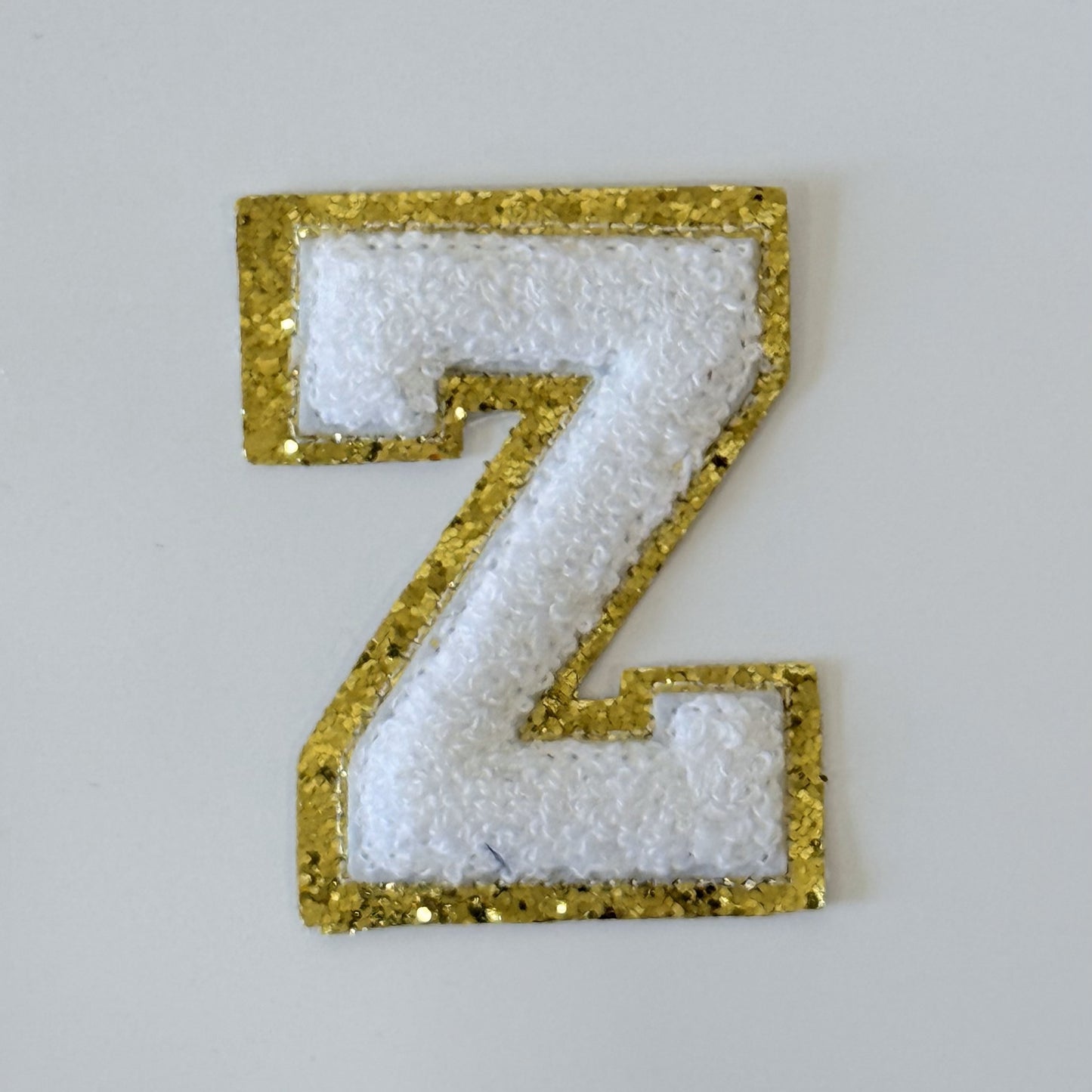 Iron On/Sew On 8cm Glitter Gold Edge Colorful Embroidered Letter "Z''