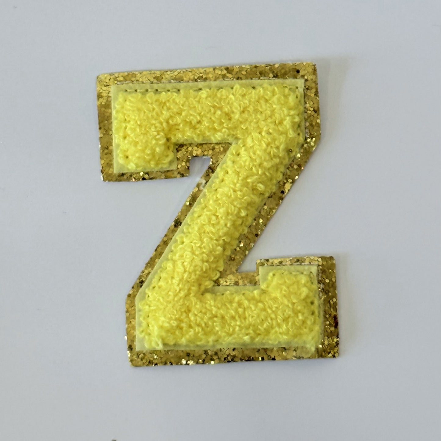 Iron On/Sew On 8cm Glitter Gold Edge Colorful Embroidered Letter "Z''